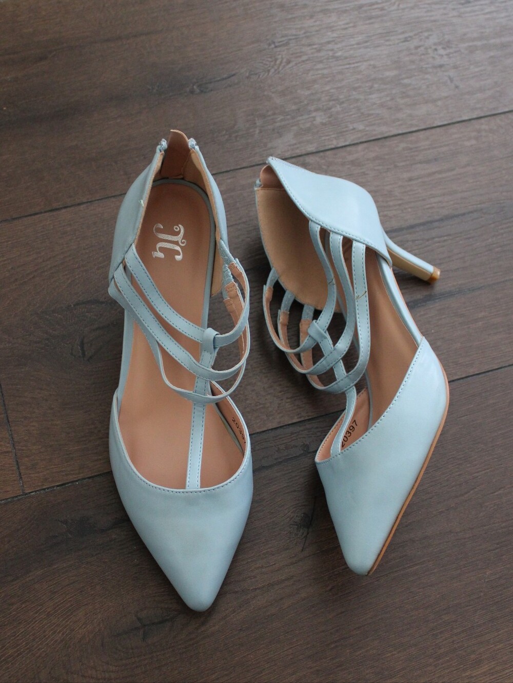 Kenneth Cole Elegant Light Blue Strappy Pointed-Toe Heels